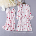 Top Quantity Silk Pajamas with Halter Dress and Nightgown Two Set with Chest Padded Ice Silk Pajamas Imitation Silk